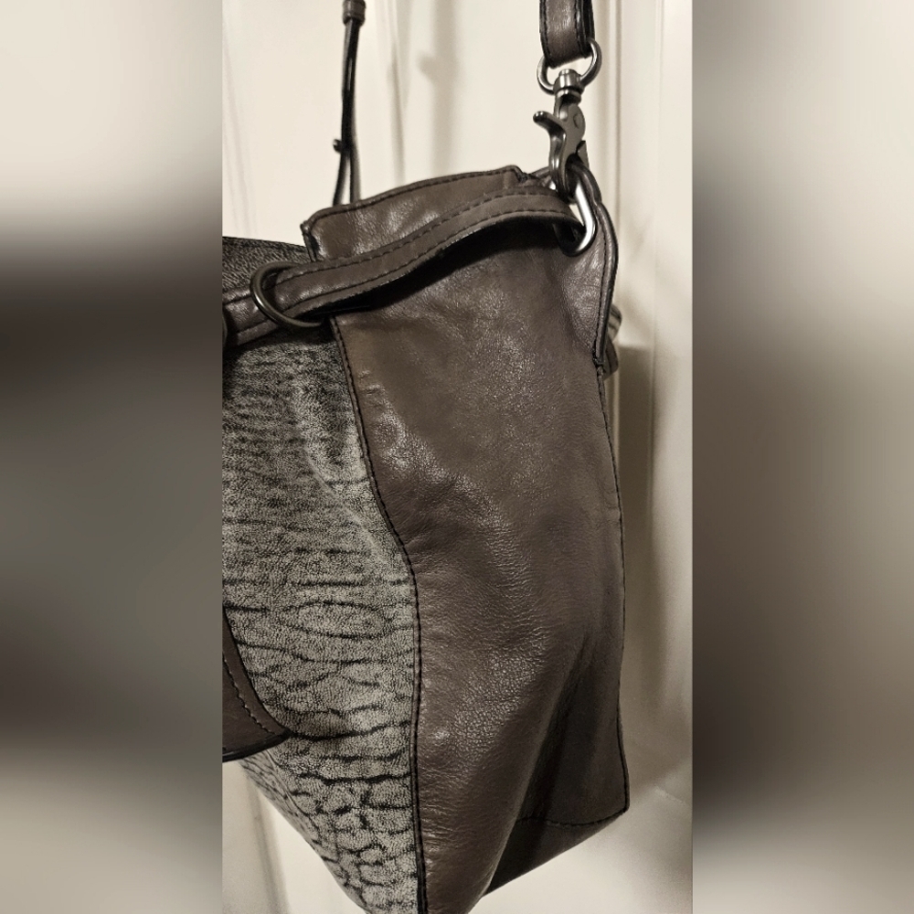 KOOBA Parker Neiman Marcus Gray LEATHER PURSE crossbody bucket handbag - Picture 7 of 16
